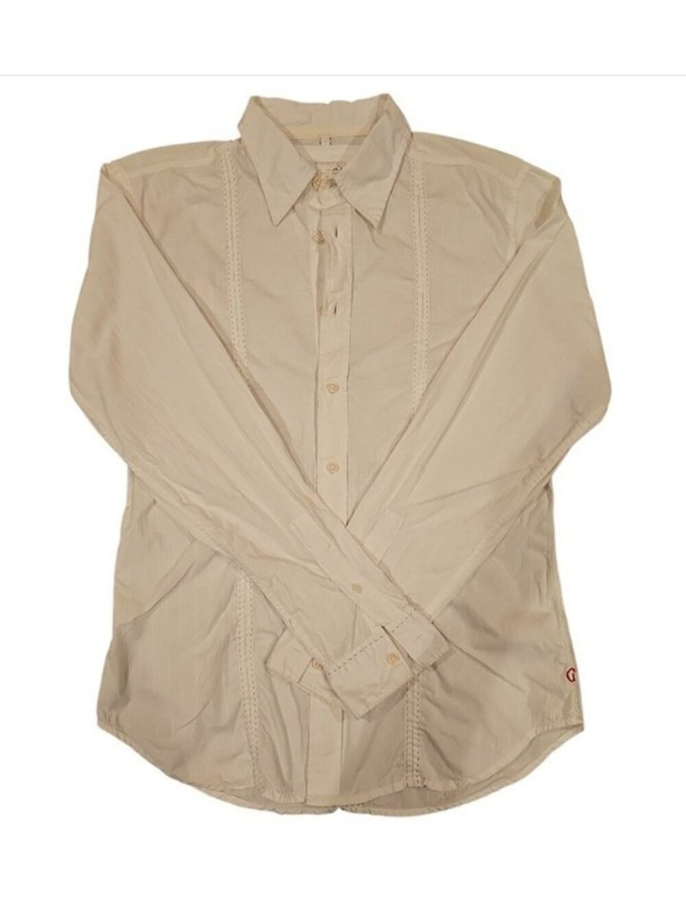 Vintage Guess Mens Beige Long Sleeve Button-Up Shirt Size Small